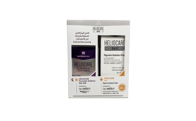 Heliocare 360 Pigment Solution Fluid SPF 50+ + Heliocare Purewhite Radiance Max 240 Oral Capsules عرض خاص